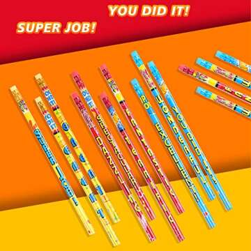 Kolewo4ever Inspirational Pencils, 100 Pieces with 10 Different Designs, Words of Encouragement, Smooth Graphite, Colorful Eraser, Suitable for School, Home, Office