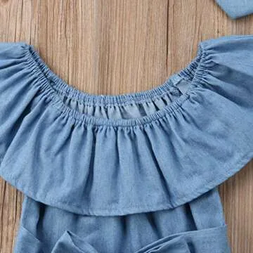 Newborn Kids Baby Girls Front Bowknot Bodysuit Romper Jumpsuit Outfits Set 0-24M (12-18 Months, Blue)