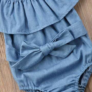 Newborn Kids Baby Girls Front Bowknot Bodysuit Romper Jumpsuit Outfits Set 0-24M (12-18 Months, Blue)