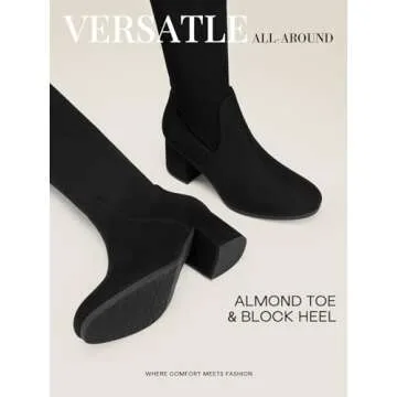 DREAM PAIRS Women's Laurence Over The Knee Thigh High Chunky Heel Boots Long Stretch Sexy Fall Boots,Size 5.5,Black,LAURENCE