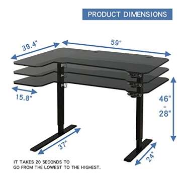 bilbil Height Adjustable Electric Standing Desk, Sit to Stand Desk Home Office Computer Desk, 59 x 29 Black Top, Black Frame