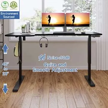bilbil Height Adjustable Electric Standing Desk, Sit to Stand Desk Home Office Computer Desk, 59 x 29 Black Top, Black Frame