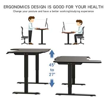 bilbil Height Adjustable Electric Standing Desk, Sit to Stand Desk Home Office Computer Desk, 59 x 29 Black Top, Black Frame