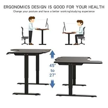bilbil Height Adjustable Electric Standing Desk, Sit to Stand Desk Home Office Computer Desk, 59 x 29 Black Top, Black Frame