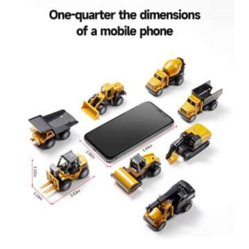 Geyiie Alloy Small Construction Cars Vehicles, Die Cast Mini Construction Truck Toys, Heavy Duty Bulldozers Excavator Cement Dump Toys Outdoor Easter Gifts for Kids Toddler