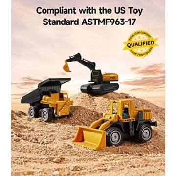 Geyiie Alloy Small Construction Cars Vehicles, Die Cast Mini Construction Truck Toys, Heavy Duty Bulldozers Excavator Cement Dump Toys Outdoor Easter Gifts for Kids Toddler