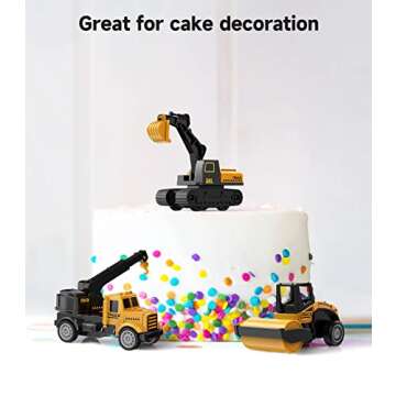 Geyiie Alloy Small Construction Cars Vehicles, Die Cast Mini Construction Truck Toys, Heavy Duty Bulldozers Excavator Cement Dump Toys Outdoor Easter Gifts for Kids Toddler