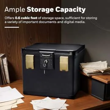 Honeywell Safes & Door Locks - Fireproof & Waterproof Filing Safe Box Chest for Home - Fits Letter, A4 Files - Strong ABS Plastic - Document Safety Box with Key Lock System - 0.60 Cubic Feet - 1106