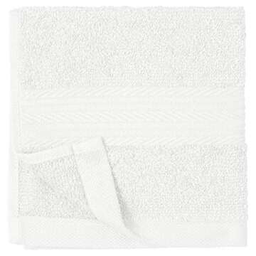 Amazon Basics Cotton Washcloths for Face, Soft, Absorbent, 12-Pack, White, 12 Inch x 12 Inch