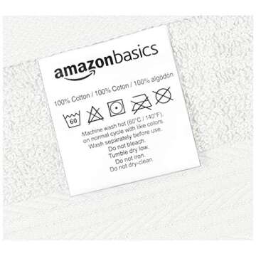 Amazon Basics Cotton Washcloths for Face, Soft, Absorbent, 12-Pack, White, 12 Inch x 12 Inch