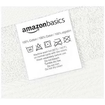 Amazon Basics Cotton Washcloths for Face, Soft, Absorbent, 12-Pack, White, 12 Inch x 12 Inch