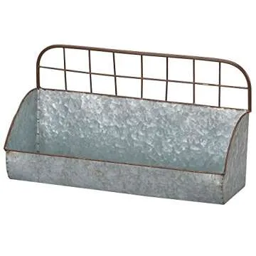 Rustic Galvanized Metal Wall Caddy Storage Set