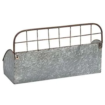 Rustic Galvanized Metal Wall Caddy Storage Set