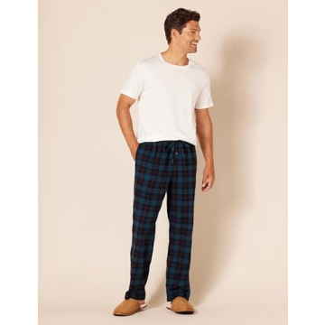Men's Flannel Pajama Pants - Black Blue Plaid