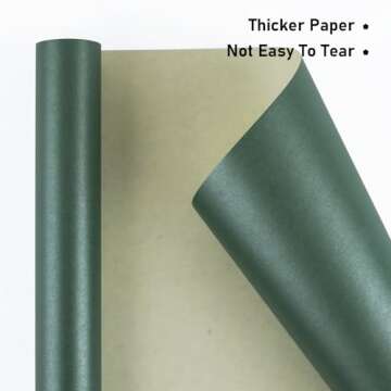 NESCCI Dark Green Matte Wrapping Paper,Solid Color Pearly-Lustre Paper,Gift Wrapping Paper,Perfect f...