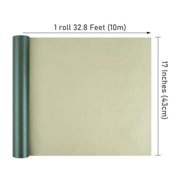 NESCCI Dark Green Matte Wrapping Paper,Solid Color Pearly-Lustre Paper,Gift Wrapping Paper,Perfect for Wedding, Valentine's Day,Birthday, Christmas,Baby Shower,DIY Bouquet (17 Inches X 32.8 Feet)