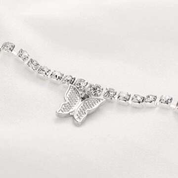 Victray Crystal Waist Chains Butterfly Belly Body Chain Fashion Body Accessories Jewelry for Women and Girls (Silver)
