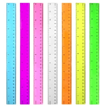 Colorful 7 Pack Plastic Rulers for School and Crafts