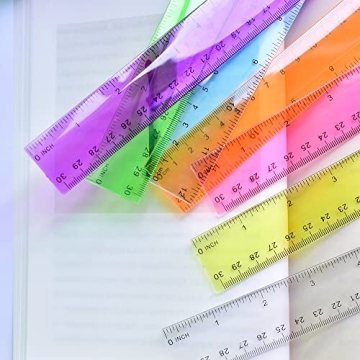 Colorful 7 Pack Plastic Rulers for School and Crafts