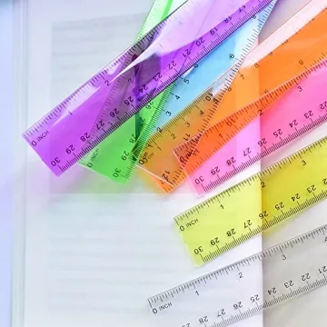 Colorful 7 Pack Plastic Rulers for School and Crafts