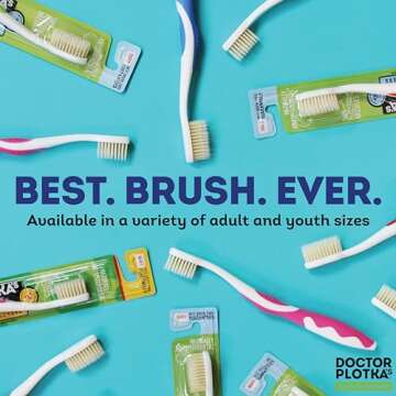 MOUTHWATCHERS Soft Flossing Toothbrush, 4 Adult and 2 Kids Manual Soft Toothbrushes, Ultra Clean, Good for Sensitive Teeth and Gums, by Dr. Plotka's, Assorted Colors