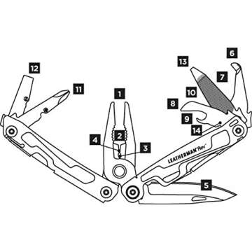 LEATHERMAN, Rev Pocket Size Multitool with Package Opener and Screwdrivers, Stainless Steel with Nylon Sheath