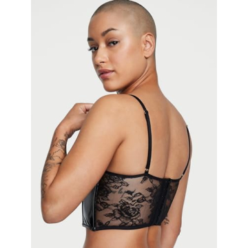 Victoria's Secret Faux Leather Rose Lace Corset Top 38DD