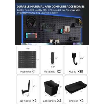 Versatile Pegboard Kit for Home, Office, and Gaming