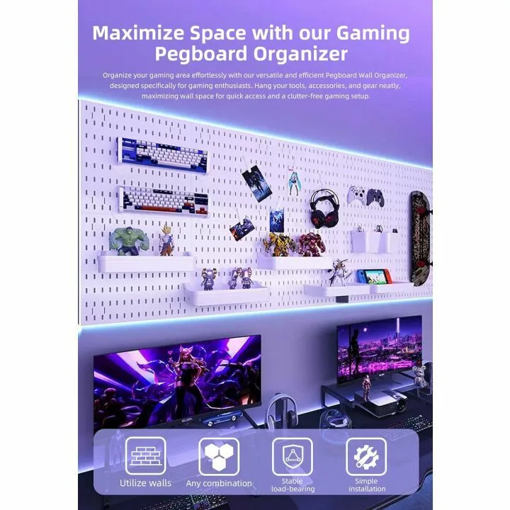 Versatile Pegboard Kit for Home, Office, and Gaming