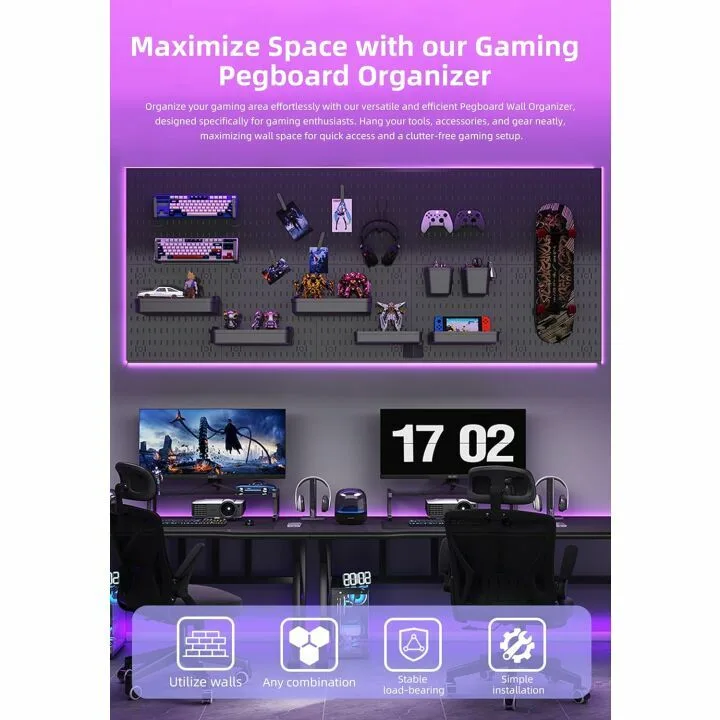Versatile Pegboard Kit for Home, Office, and Gaming