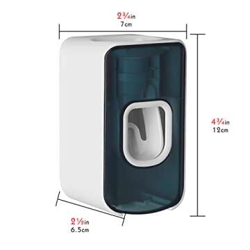 2 Slot Toothbrush Holder and Toothpaste Dispenser Wall Mounted, Automatic Toothpaste Squeezer, 2 in 1 Tooth Brush Toothpaste Organizer for Shower (Blue)