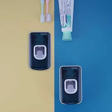 2 Slot Toothbrush and Toothpaste Dispenser Organizer Blue