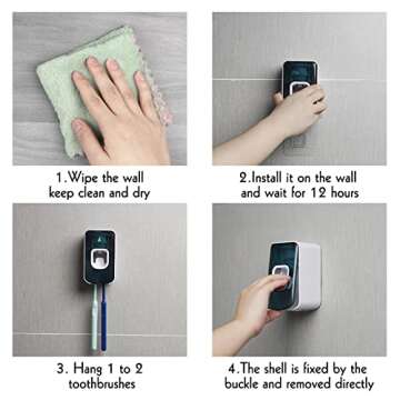 2 Slot Toothbrush Holder and Toothpaste Dispenser Wall Mounted, Automatic Toothpaste Squeezer, 2 in 1 Tooth Brush Toothpaste Organizer for Shower (Blue)