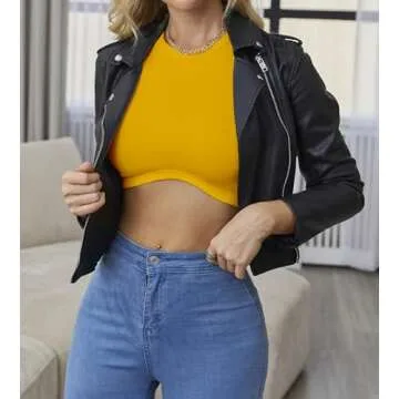 Dwnval Sexy Sleeveless Crewneck Tank Top Ribbed Knitted Crop Tops for Women(Yellow,M)