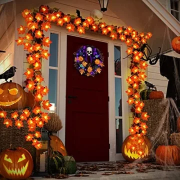 30Ft LED Fall Garland Lights with Timer for Home