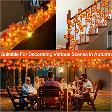 30Ft LED Fall Garland Lights with Timer for Home