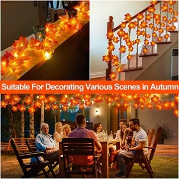 30Ft LED Fall Garland Lights with Timer for Home