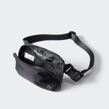 Pander Two Way Zipper Fanny Pack Nylon Everywhere Belt Bag for Women, Water Repellent Waist Packs, Crossbody Bags with Adjustable Strap (Black).