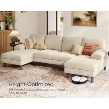 LINSY HOME Sectional Couch in Soft Corduroy Fabric