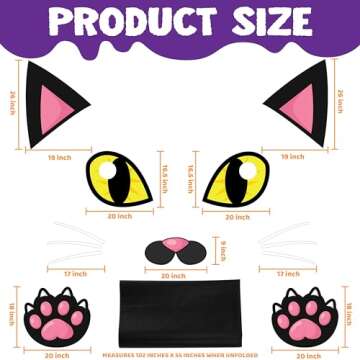JOYIN Halloween Cat Trunk or Treat Car Decorations Kit for SUV Van Vehicle Trunk, Cute Halloween Sti...