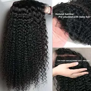 Curly Lace Front Wig Human Hair 13x4 Kinky Curly Transparent Lace Frontal Wigs with Baby Hair Pre Pl...