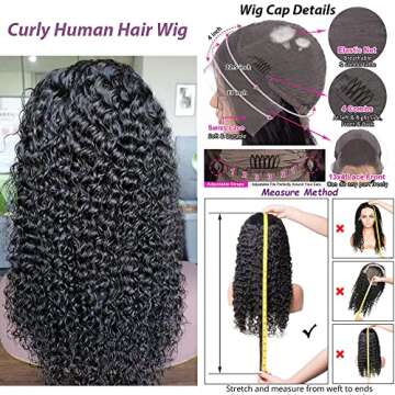 Curly Lace Front Wig Human Hair 13x4 Kinky Curly Transparent Lace Frontal Wigs with Baby Hair Pre Plucked 22 Inch Curly Wigs for Women 180 Density Brazilian Deep Curly Lace Front Wigs Human Hair