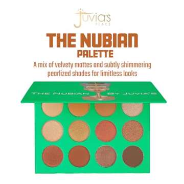 Juvia's Place Palette The Nubian - Golds, Coppers, Browns and Nudes, Shades of 12, Matte & Shimmer Shades, Pigmented Makeup Palette Eye Color & Shine, Pressed