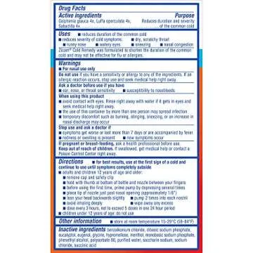 Zicam Cold Remedy No-Drip Nasal Spray with Cooling Menthol & Eucalyptus, Homeopathic, Zinc-Free, Pre-Cold Medicine, Shortens Cold Duration, 0.5 Ounce