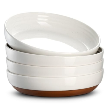 DOWAN 8.5" Pasta Bowls, 30 oz Large Salad Bowls Alabaster White Serving Bowls for Dinner Wide and Sh...