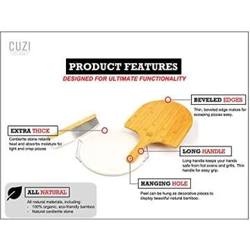 Cuzi Gourmet XL 4-Piece Pizza Stone Set for Family Pizzas