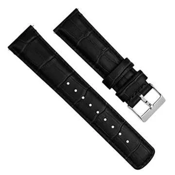 BARTON WATCH BANDS, 19mm Black - Alligator Grain - Quick Release Leather Watch Bands
