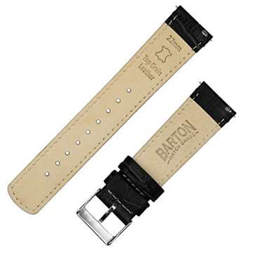 BARTON WATCH BANDS, 19mm Black - Alligator Grain - Quick Release Leather Watch Bands