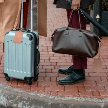 2 Pack Initial Luggage Tag PU Leather Travel Luggage Tags，Cute Embroidered Luggage Tags for Suitca...