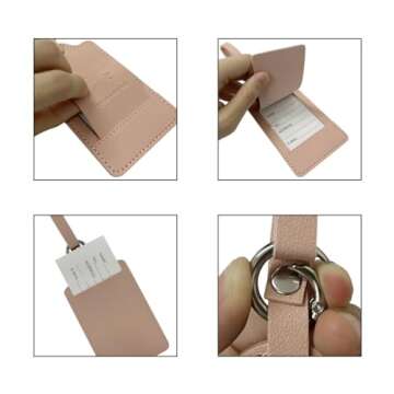 2 Pack Initial Luggage Tag PU Leather Travel Luggage Tags，Cute Embroidered Luggage Tags for Suitcase Travel Gifts Baggage Bag Accessories（Pink）